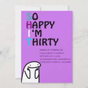 Invitation Si heureux que je sois Trente Amusante fête d'anni