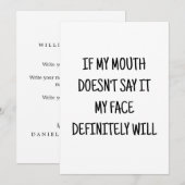 Invitation si ma bouche ne le dit pas mon visage sera drôle c (Devant / Derrière)