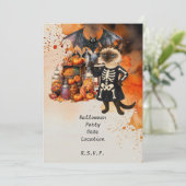 Invitation Siamese Cat and Friends Host Halloween Party (Debout devant)