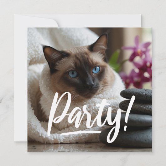 Invitation Siamese Chat dans l'invitation Spa PARTY (Devant)