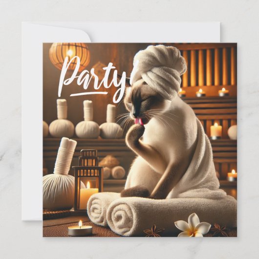 Invitation Siamese Chat dans l'invitation Spa PARTY (Devant)