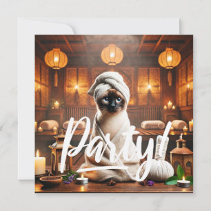 Invitation Siamese Chat dans l'invitation Spa PARTY