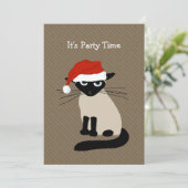 Invitation Siamese Père Noël Cat Noël Fête de Noël (Debout devant)