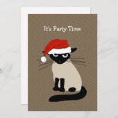 Invitation Siamese Père Noël Cat Noël Fête de Noël (Devant / Derrière)