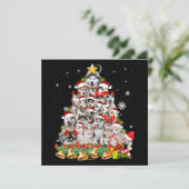 Invitation Siberian husky christmas tree lights dog (Debout devant)