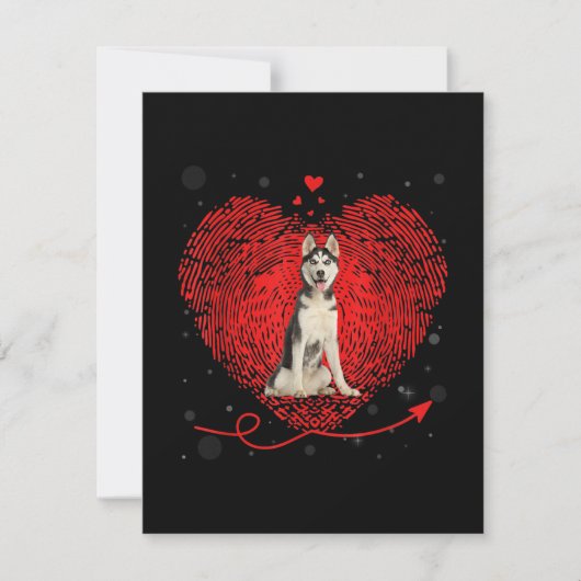 Invitation Siberian Husky Heart Love | Funny Valentin (Devant)
