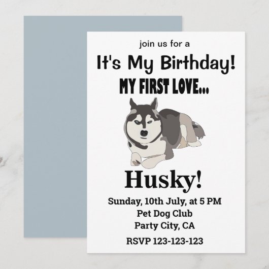Invitation Sibérie Husky Chien Anniversaire Sibérien Husky (Devant / Derrière)