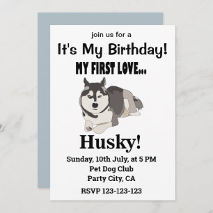 Invitation Sibérie Husky Chien Anniversaire Sibérien Husky