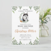 Invitation Sibérie Husky Chien Boy Boho Baby shower verdoyant (Debout devant)