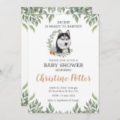 Invitation Sibérie Husky Chien Boy Boho Baby shower verdoyant (Devant / Derrière)
