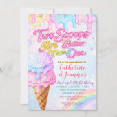 Invitation Sibling Double the Scoops Joint Birthday  (Devant)