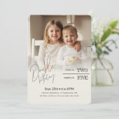 Invitation Siblings Photo Kids Joint Double Birthday Party (Debout devant)