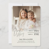 Invitation Siblings Photo Kids Joint Double Birthday Party (Devant)