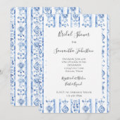 Invitation Sicily Italian Rustic Blue Stripes Bridal Shower (Devant / Derrière)