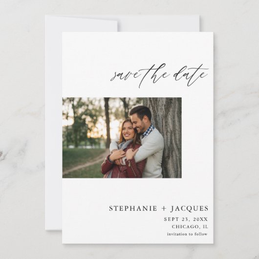 Invitation Side H Photo moderne Enregistrer la date (Devant)