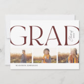 Invitation Side Typographie Graduation 2022 3 Photo Party Red (Devant)
