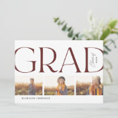 Invitation Side Typographie Graduation 2022 3 Photo Party Red (Debout devant)