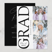 Invitation Side Typography Graduation 2026 3 Photo Party (Devant / Derrière)