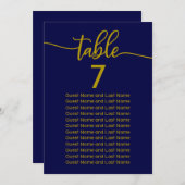 Invitation Siège mariage Elégant Gold Navy Bleu (Devant / Derrière)