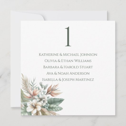 Invitation Siège mariage Graphique-Élégance tropicale (Devant)