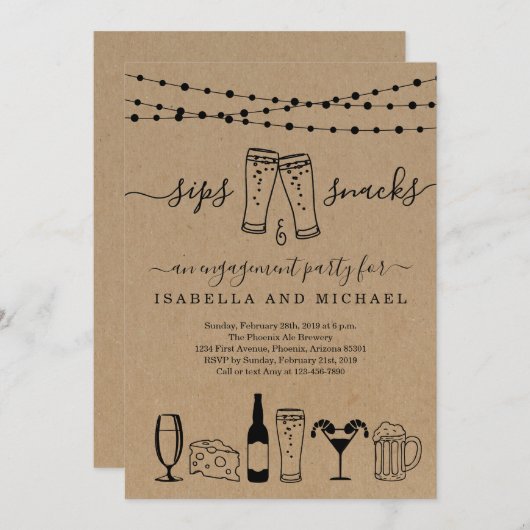 Invitation Sièges et snacks Bière et amuse-gueules (Devant / Derrière)