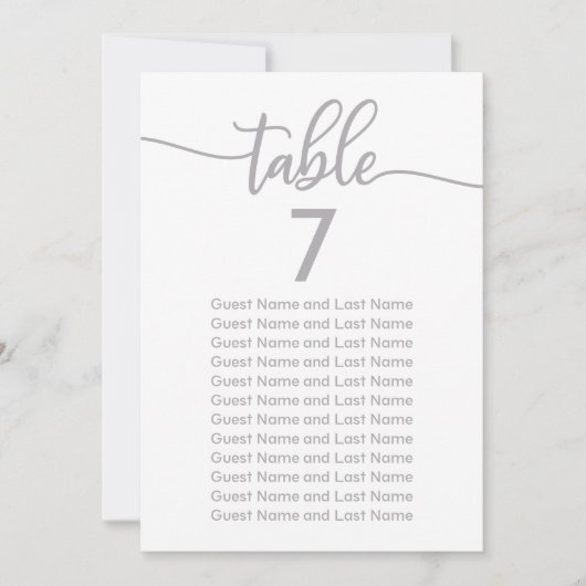 Invitation Sièges mariages Calligraphie Argent (Devant)