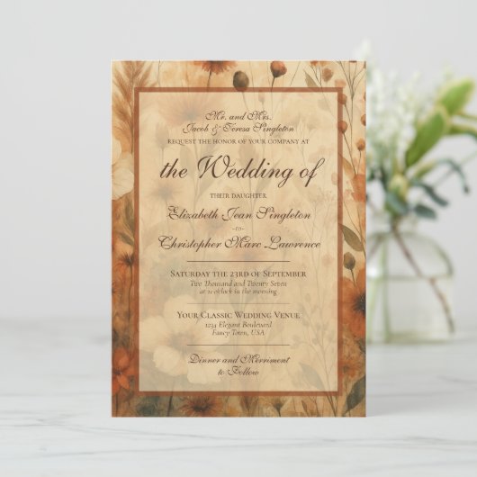Invitation Sienna Boho Chic Wildflowers Formal Wedding (Debout devant)