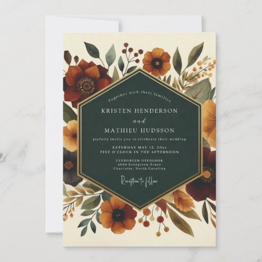 Invitation Sienna Botanical Whimsy Wedding (Devant)