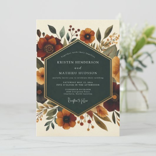 Invitation Sienna Botanical Whimsy Wedding (Debout devant)