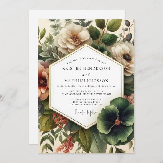 Invitation Sienna Classicist Bloom Wedding (Devant / Derrière)