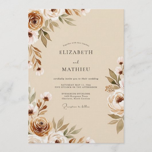 Invitation Sienna Ethereal Bloom Wedding (Devant)