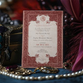 Invitation Sienna Ruby Red Lace Mariage musulman traditionnel