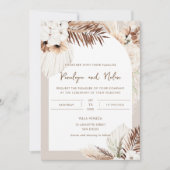 Invitation SIERRA Bohemian Foliage Mariage Palm séché (Devant)