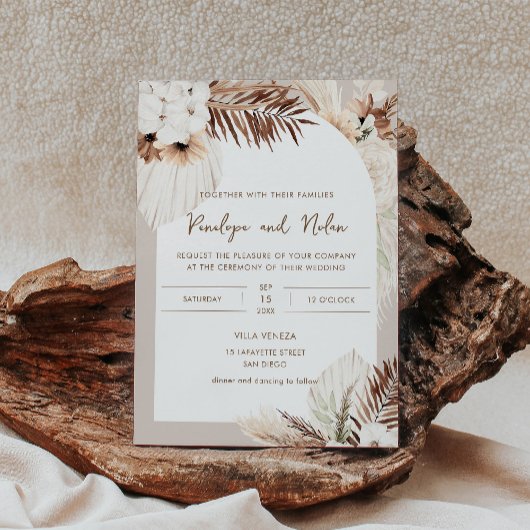 Invitation SIERRA Bohemian Foliage Mariage Palm séché
