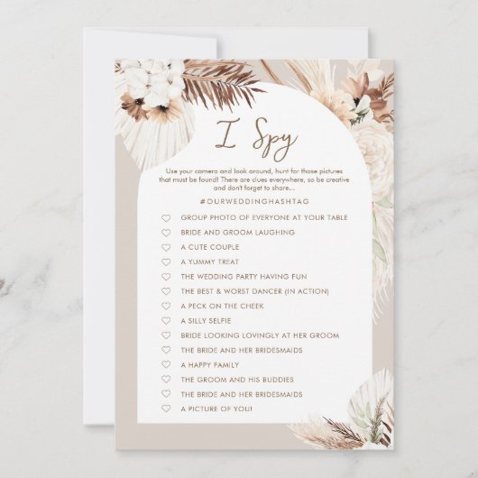 Invitation SIERRA Bohemian I Spy Mariage Game Card (Devant)
