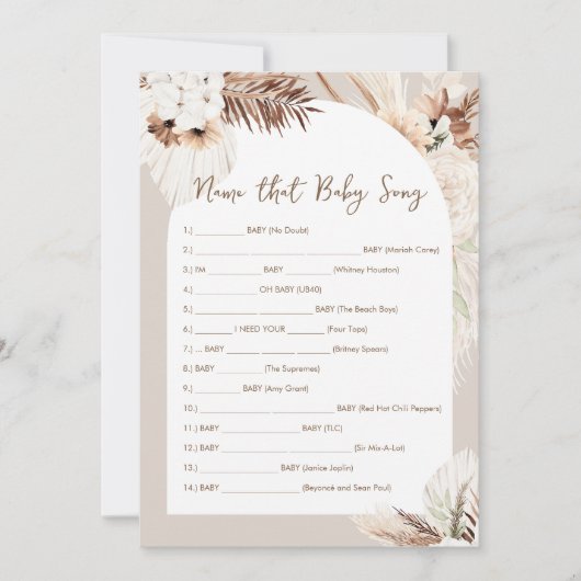 Invitation SIERRA Bohemian Nom That Baby Song Game Card (Devant)