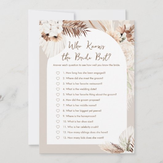 Invitation SIERRA Boho Qui Connaît La Mariée Meilleur Jeu De  (Devant)