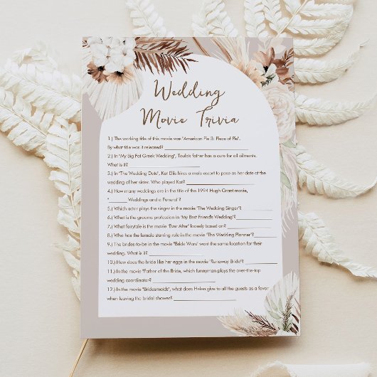Invitation SIERRA Mariage Movie Trivia Fête des mariées Jeu