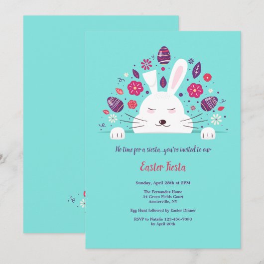Invitation Siesta Easter Bunny Bunny (Devant / Derrière)