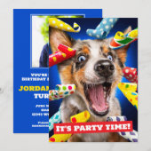 Invitation Sifflets de fête pour chien heureux (Devant / Derrière)