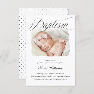 Invitation Sigle de script croisé subtil Christening Baptême 
