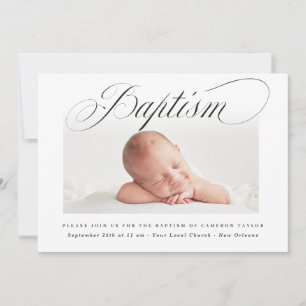 Invitation Sigle de script croisé subtil Christening Baptême 