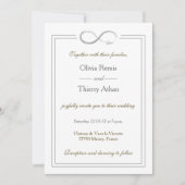 Invitation Signal d'infini unique mariage blanc or gris (Devant)