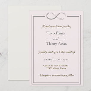 Invitation Signal d'infini unique rose rose or gris mariage