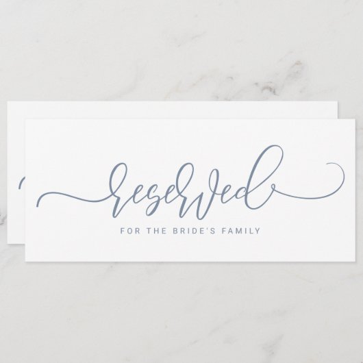 Invitation Signal mariage Réservé Bouncy Script Dusty Blue (Devant / Derrière)