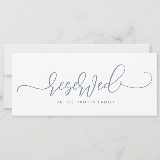 Invitation Signal mariage Réservé Bouncy Script Dusty Blue (Devant)