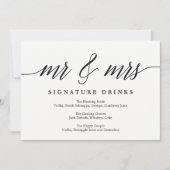 Invitation Signal mariage Signature Boissons - Script moderne (Devant)