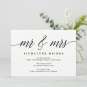 Invitation Signal mariage Signature Boissons - Script moderne (Debout devant)