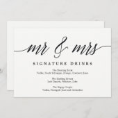 Invitation Signal mariage Signature Boissons - Script moderne (Devant / Derrière)