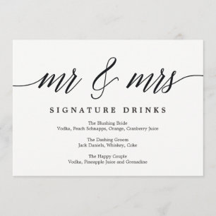 Invitation Signal mariage Signature Boissons - Script moderne